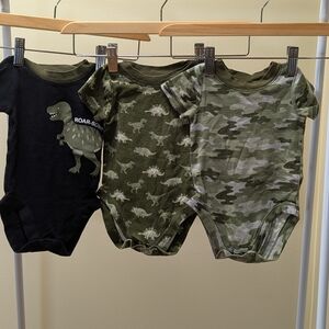 Dinosaur and Camouflage Bodysuit Set